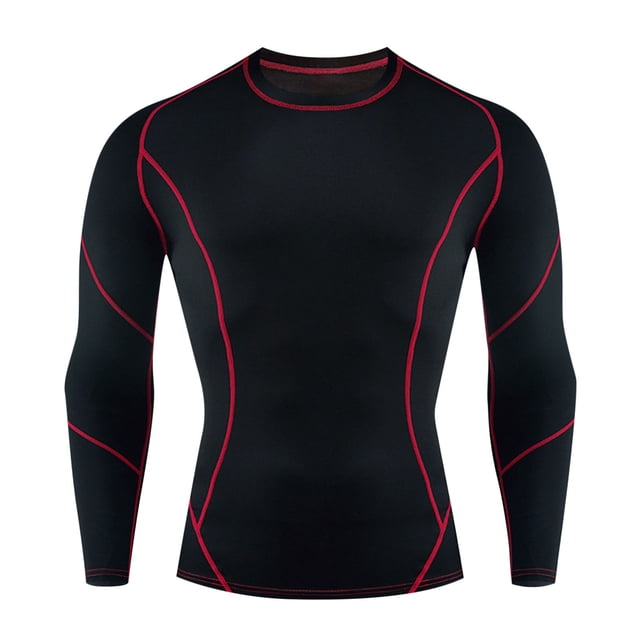 PEZHADA Mens Shirts Long Sleeve Mens Solid Color Exercise Close-Fitting High Resilience Long Round Neck Pullover T Shirt Blouse Long Sleeve Mens Shirts Shirts for Men Long Sleeve