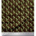 thumbnail image 1 of Soimoi Brown Silk Fabric Palm Tree Decor Fabric Printed Yard 44 Inch Wide, 1 of 5