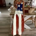 thumbnail image 2 of Wycnly Formal Dresses for Women Fashion Loose High Waist Swing Spaghetti Strap Independence Day Maxi Dresses V-Neck Sleeveless Star Striped Print 2024 Summer Long Dress Black XXXL, 2 of 5