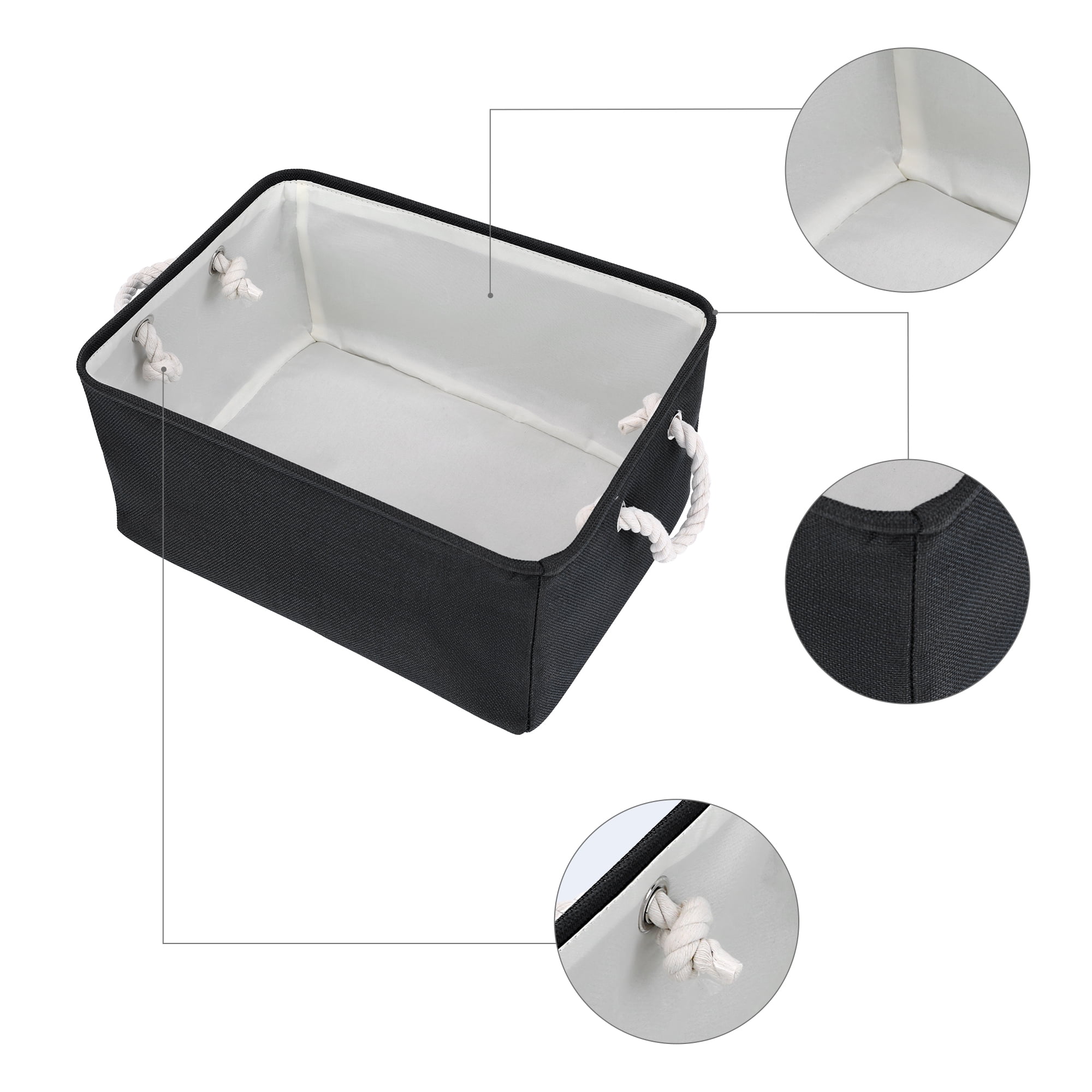 Unique Bargains Storage Bin with Handles for Closet Organizers Black 16.1"x12.2"x7.9"