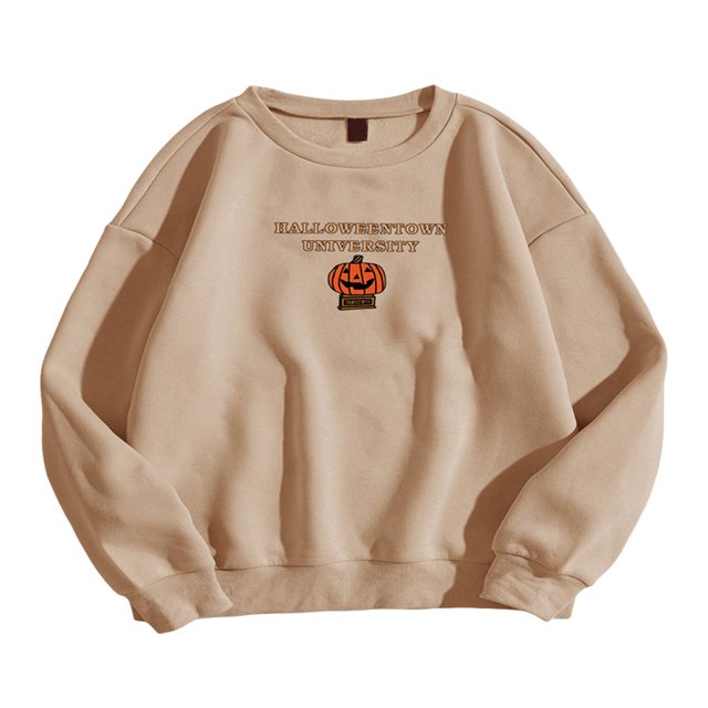 POINTERTECK Sweat-Shirt à Manches Longues Imprimé Lettre Citrouille pour Femme