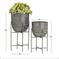 thumbnail image 3 of DecMode 12", 9"H Small Brushed Dome Gray Metal Planter with Removable Stand (2 Count), 3 of 12