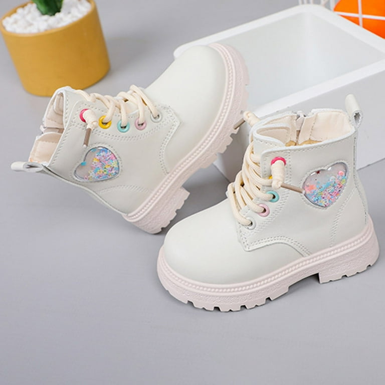 Splozh Toddler Dress Boots for Girls Combat Boots Side Zipper Lace