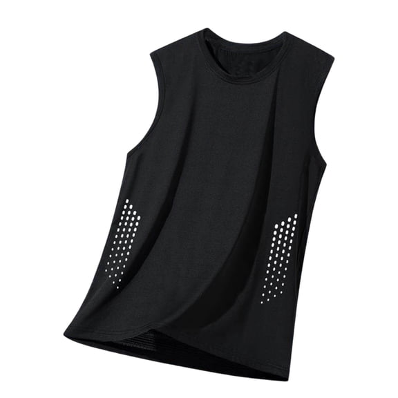 Cmfcve Mens Side Mesh Workout Tank Big & Tall Regular Fit Crewneck T Shirts Sleeveless Gym Muscle Tee with Ventilation