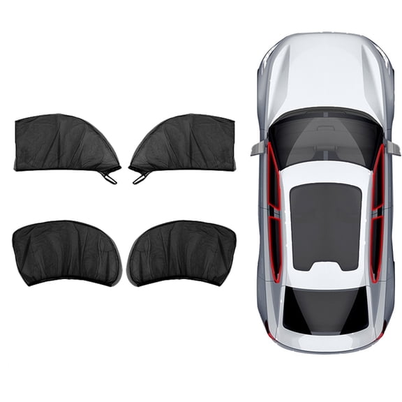 GoXteam 4Pack Super Elastic Car Window Sunshades 23" to 43", for SUV, Pickup, Truck, Minivan, Breathable Mesh Window Cover for Car, Side Window Screen for Car Camping