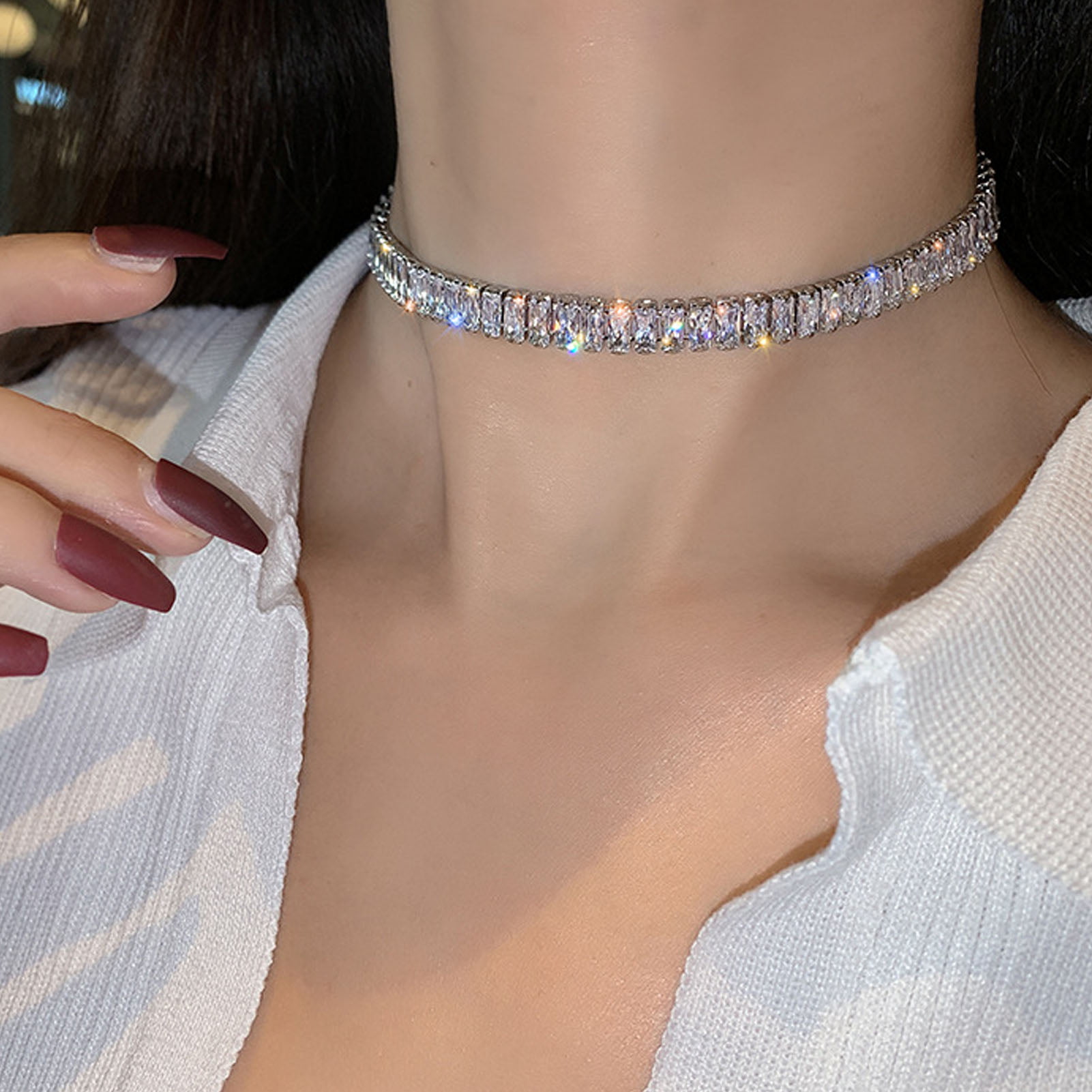 New Obsession Choker Set - Silver/Green