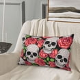 thumbnail image 5 of Lsque Skull and Roses Pattern Pillow Case – Soft & Cozy Throw Pillow Cover, Hypoallergenic Cushion Case for Sleeping Women with Envelope Closure-16"x24", 5 of 6