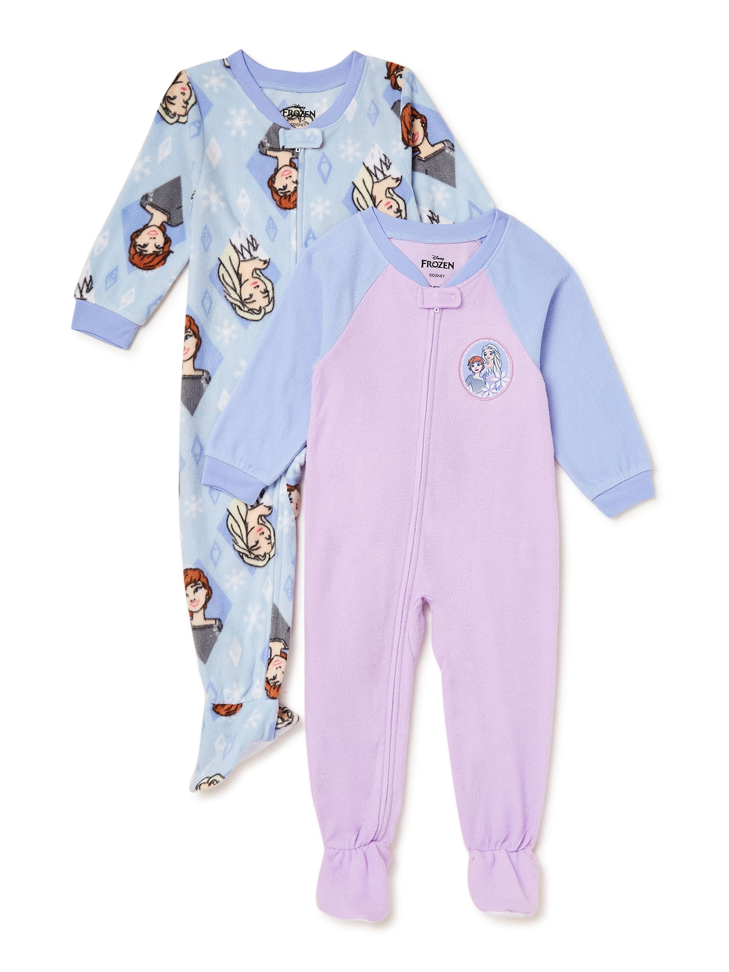 Disney Frozen Elsa Toddler Girls Purple Fleece Footed Pajama Sleeper 