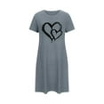 thumbnail image 7 of Oksale Cute Love Heart Print Nightgown for Women Short Sleeve Mini Sleep Dress Casual Round Neck Pajama Dress Soft Loungewear Gray L, 7 of 7