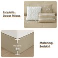 thumbnail image 5 of Lanco 7 Piece Taupe Comforter Set, King Size Chain Stiching Embroidery Bedding, All Season Floral Leaves Bedding Set, Bed Skirt, Pillows & Shams, 5 of 7