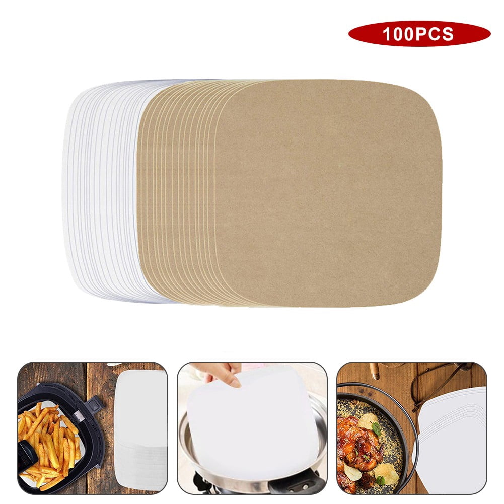Yannee Air Fryer Parchment Paper Liners, 100Pcs Square Air Fryer Liners, 8.5 Inch Perforated Parchment Paper Sheets for Air Fryer and Bamboo Steaming Basket White