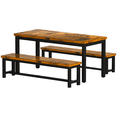thumbnail image 2 of Stmoze 43.3" Dining Table Set for 4, Kitchen Dining Table with 2 Benches, 3 Pieces Dining Room Table Set with Metal Frame, Dining Bench Set for Kitchen, Restaurant, Rustic Brown, 2 of 7