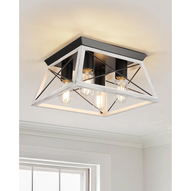 Lámpara de Techo Foucasal Roble Blanco de 4 Luces Empotrada