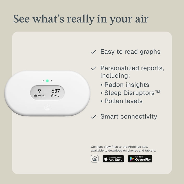 Airthings View Plus Indoor Air Quality Monitor, WiFi connected