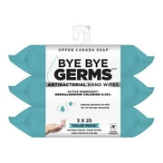 Upper Canada Soap Bye Bye Germs 3 x 25 Piece Anti-Bacterial Wipes Packs