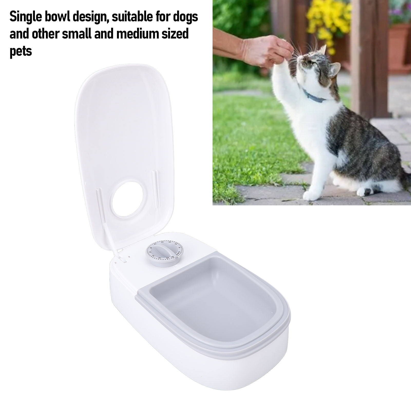 Riousery Automatic Pet Feeder Timed Maintain Freshness Dry Wet Food Dispenser Bowl for Cats and Dogs, Smart Programmable Timer, Gray, 9.84 inches / 25 cm