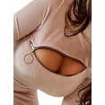 thumbnail image 4 of Cilcicy Women Sexy Hollowed Out Long Sleeved Bottom T-shirt Slim Fit Top, 4 of 4