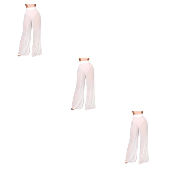 Pantalones de playa Advancent traje de baño mujer verano cómodo suelto Blanco L 3Conjunto