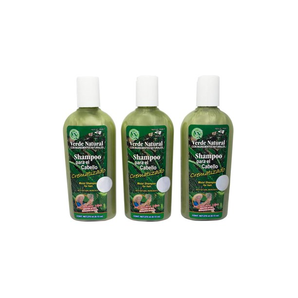 VERDE NATURAL - Shampoo Crematizado Anti Caída - 3 botellas de Shampoo - Elaborado de forma artesanal