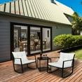 thumbnail image 2 of 3 Pieces Patio Furniture Set Rocking Wicker Bistro Sets, Modern Outdoor Rocking Chair Furniture Sets Cushioned PE Rattan Chairs Conversation Sets with Coffee Table, Outdoor Chairs for Backyard, Q16777, 2 of 12