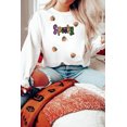 thumbnail image 2 of Women's White Sequin Spooky Halloween Spirit Print Casual Sweatshirt | [ZhiHiMeRi] | 2XL, 2 of 7