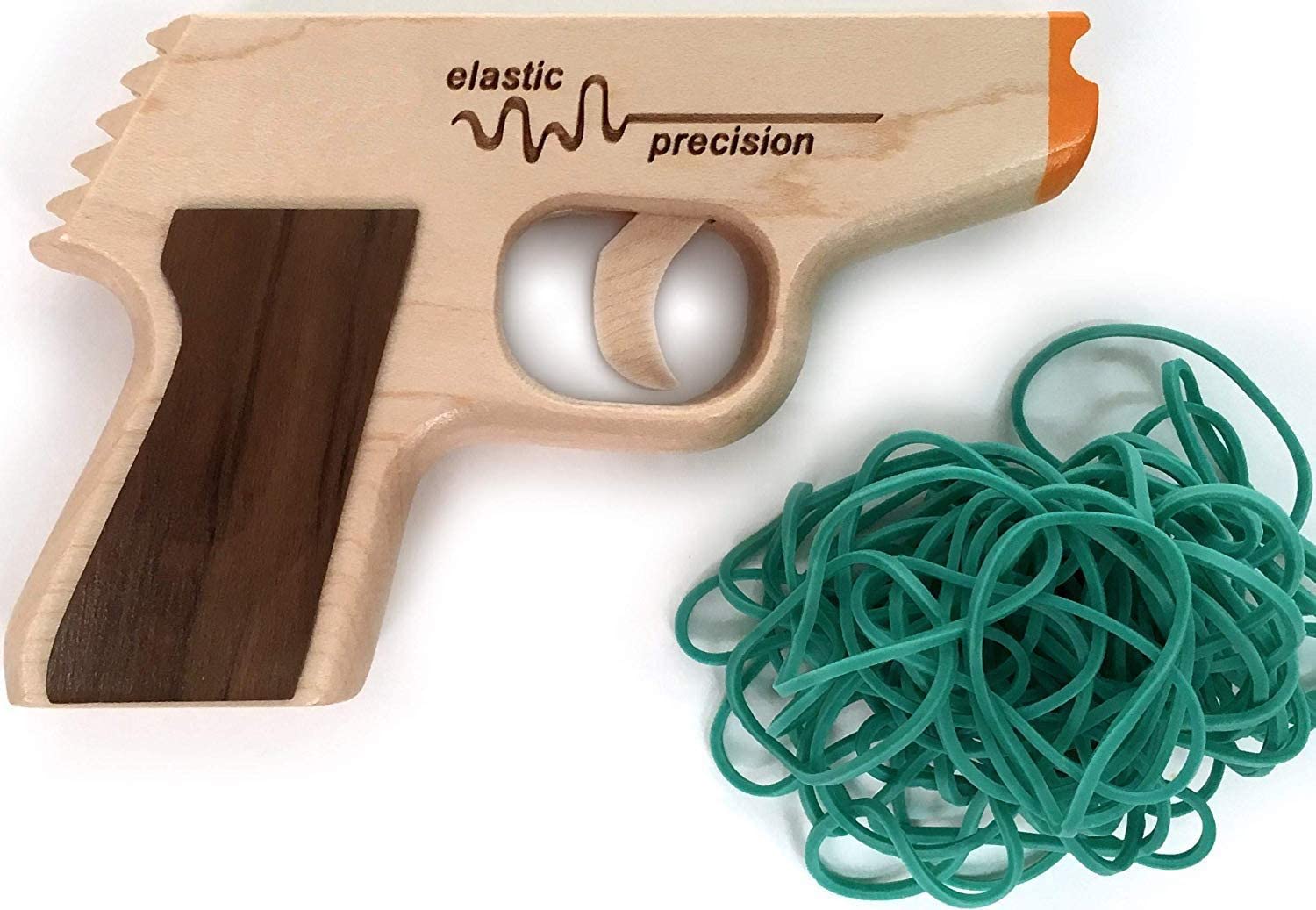Elastic Precision Model PPK Rubber Band Gun Made from Solid Hardwoods with Rapid-Fire Semi-Automatic Action and Walnut Grips