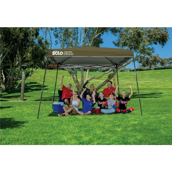 Quik Shade 11' x 11' Solo Steel 72 Square Feet of Shade Slant Leg Outdoor Pop-Up Canopy, Olive
