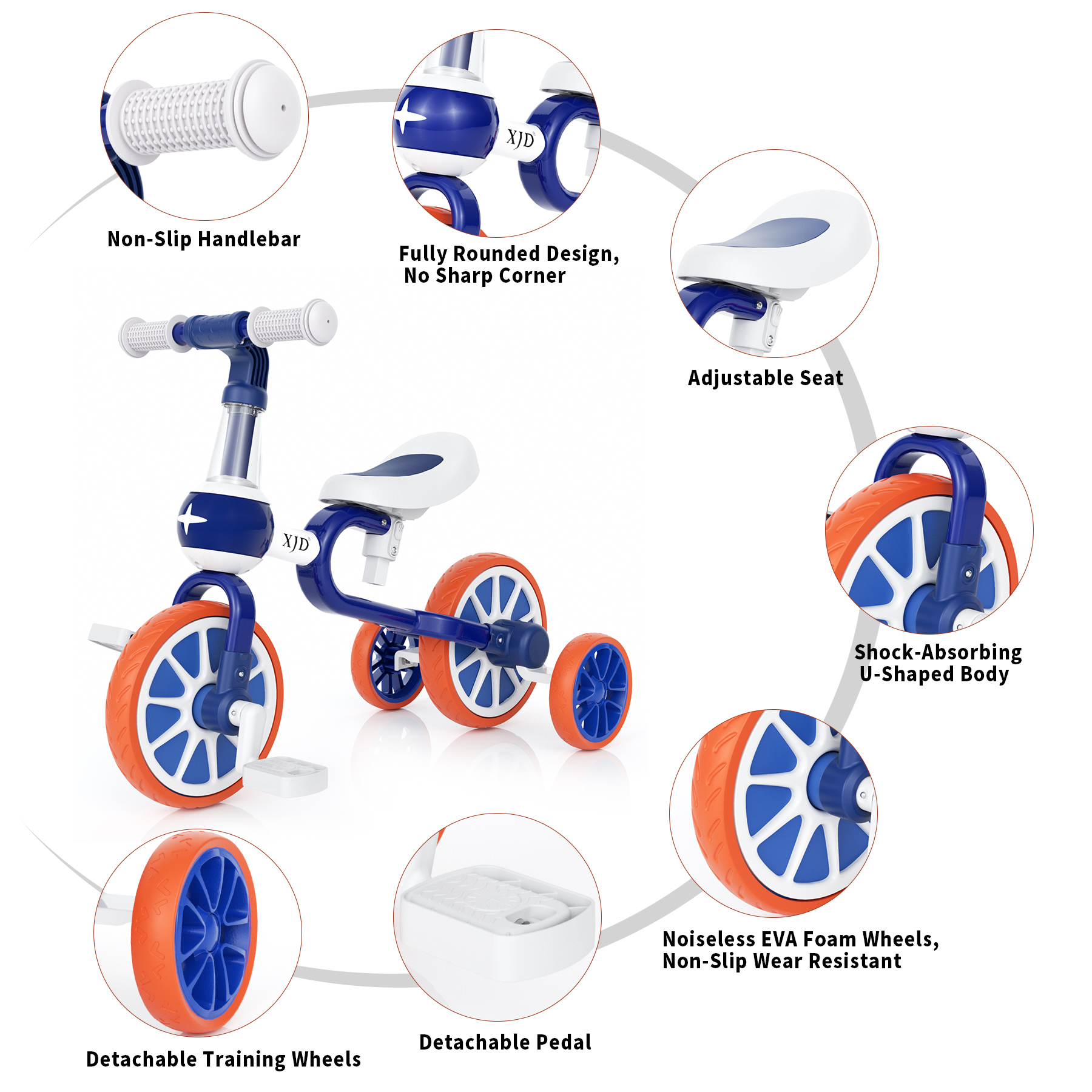 XJD 3-in-1 Toddler Bike, Blue photo 8