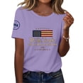 thumbnail image 3 of JFGHDG Women T Shirts Casual Anniversary & Tee Simple July 4th Commemorative Tee Classic Patriotic Tee For Anniversary Women'S Flag Graphic July 4th Tee Light Violet 2XL, 3 of 5