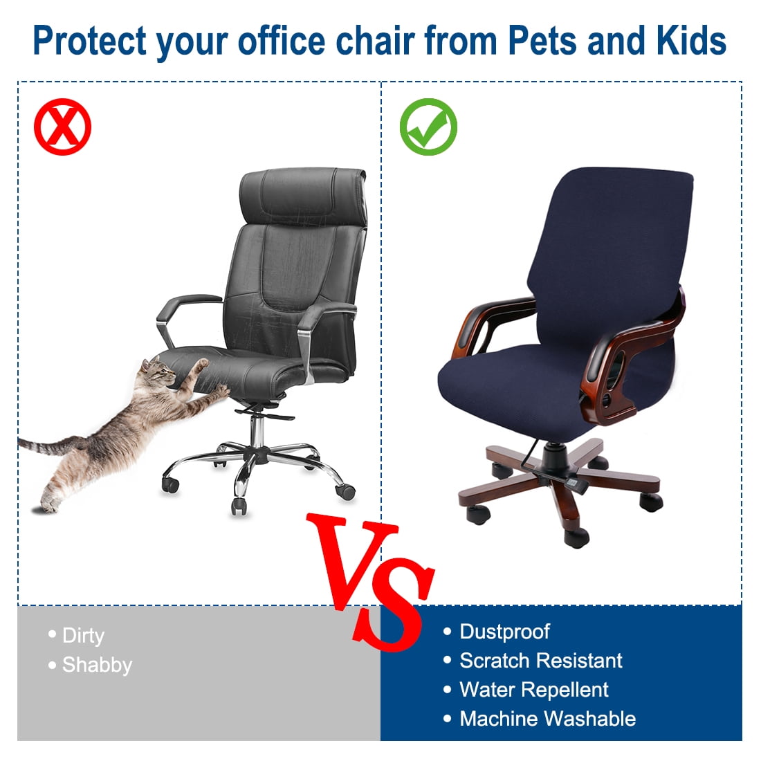 Unique Bargains Stretch Jacquard Office Room Chair Slipcover Navy Blue