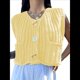 thumbnail image 1 of Cárdigan Corto de Punto Sin Mangas para Mujer 2025, Suéter Informal de Crochet con Botones y Bolsillos Amarillo XL, 1 of 10