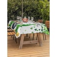 thumbnail image 2 of Outdoor Tablecloth with Umbrella Hole and Zipper, St. Patrick's Day Rectangle Table Cloth 52x70 Inch Waterproof Tablecloth, Green Gnomes Spring Lucky Shamrocks Picnic Table Cover for Patio Camping, 2 of 7