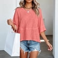 thumbnail image 2 of Morttic Women's Solid Color Short Sleeve Round Neck T-Shirt – Loose Fit Breathable Top, Summer Casual & Vacation Essential Pink，XXXL, 2 of 3