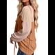 thumbnail image 3 of Moda para Mujer 2025, Camisetas Holgadas Informales de Punto con Cuello Redondo y Larga con Bloques de Color Caqui L, 3 of 7