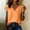 Orange, variant on Women's Wrap V Neck Short Sleeve Crinkled Blouse Moss Olive Tone Solid Irregular Hem Linen Casual Vacation Top Pink S