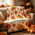 thumbnail image 5 of Thanksgiving Throw Blanket Fall Autumn Harvest Flannel Blanket 70x100cm Cute Pumpkin Maple Leaf Pattern Soft Cozy Plush Sofa Bed Camping Warm Lightweight Cover Holiday Decor Gift, 5 of 6