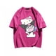 thumbnail image 5 of Camiseta de manga corta de algodón de estilo universitario sencillo para niñas de Hello Kitty, Top holgado con cuello redondo que combina con todo para niños, 5 of 5