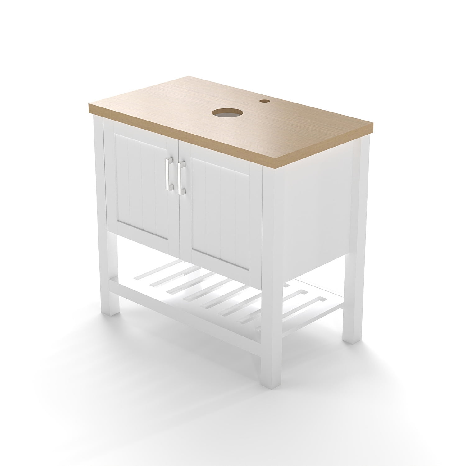 Demi Bonn 32" Bathroom Vanities Cabinet with Doors and Open Shelf, Single Bathroom Vanity Cabinet, Faucets and Drains Not Included, White