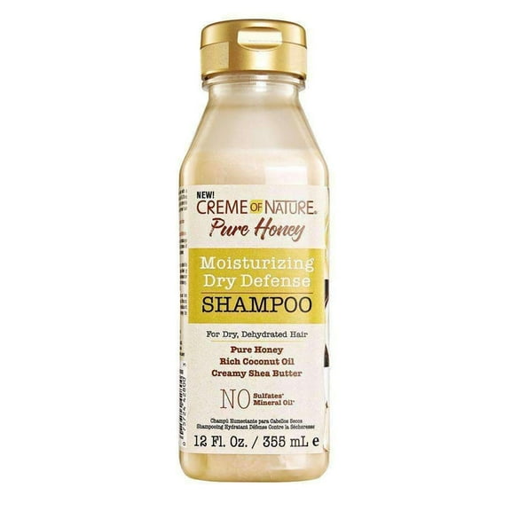 Coconut Oil & Shea Butter Shampoo by Creme of Nature,Dry Defense for Damaged Hair, Formula with Pure Honey, 12.07 Fl Oz