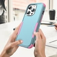 thumbnail image 3 of ELEHOLD Hybrid Case for iPhone 16 Plus 6.7" Rugged Shockproof Anti-Scratch Anti-Fingerprint Protective Hard PC Cover Support Wireless Charging for iPhone 16 Plus -Green+Pink, 3 of 6