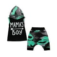 Cute Baby Boy Outfits Letter Print Vest Hooded Tops Camouflage Shorts