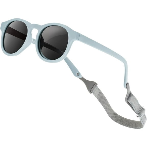 GJX Flexible Polarized Uv Protection Infant Toddler Kids Sunglasses with Strap,Scratch Resistant Sunglasses for Toddlers 1-3,Blue