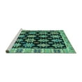 thumbnail image 2 of Ahgly Company Machine Washable Indoor Round Abstract Turquoise Blue Modern Area Rugs, 6' Round, 2 of 4