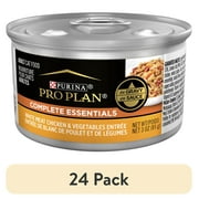 (24 pack) Purina Pro Plan Complete Essentials, Chicken Vegetables, Wet Cat Food, 3 oz Cans, 24 Pack