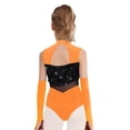 thumbnail image 2 of vastwit Girls Big Sequins Gymnastics Leotard with Arm Sleeves Ballroom Modern Tap Dance Outfit for Stage Performance Orange 16, 2 of 6