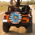thumbnail image 3 of KAKALAD American Flag Dark Blue Turquoise Chamomile Flower 02 Spare Tire Cover Universal Vehicle Accessories Buckle Car Tools 16”in, 3 of 6
