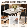 thumbnail image 6 of SYNGAR 5 Piece Dining Table and Chairs Set for 4, Faux Marble Kitchen Table with 4 Upholstered Chairs, Space-Saving Dining Set, Black Chair/White Tabletop, 6 of 9