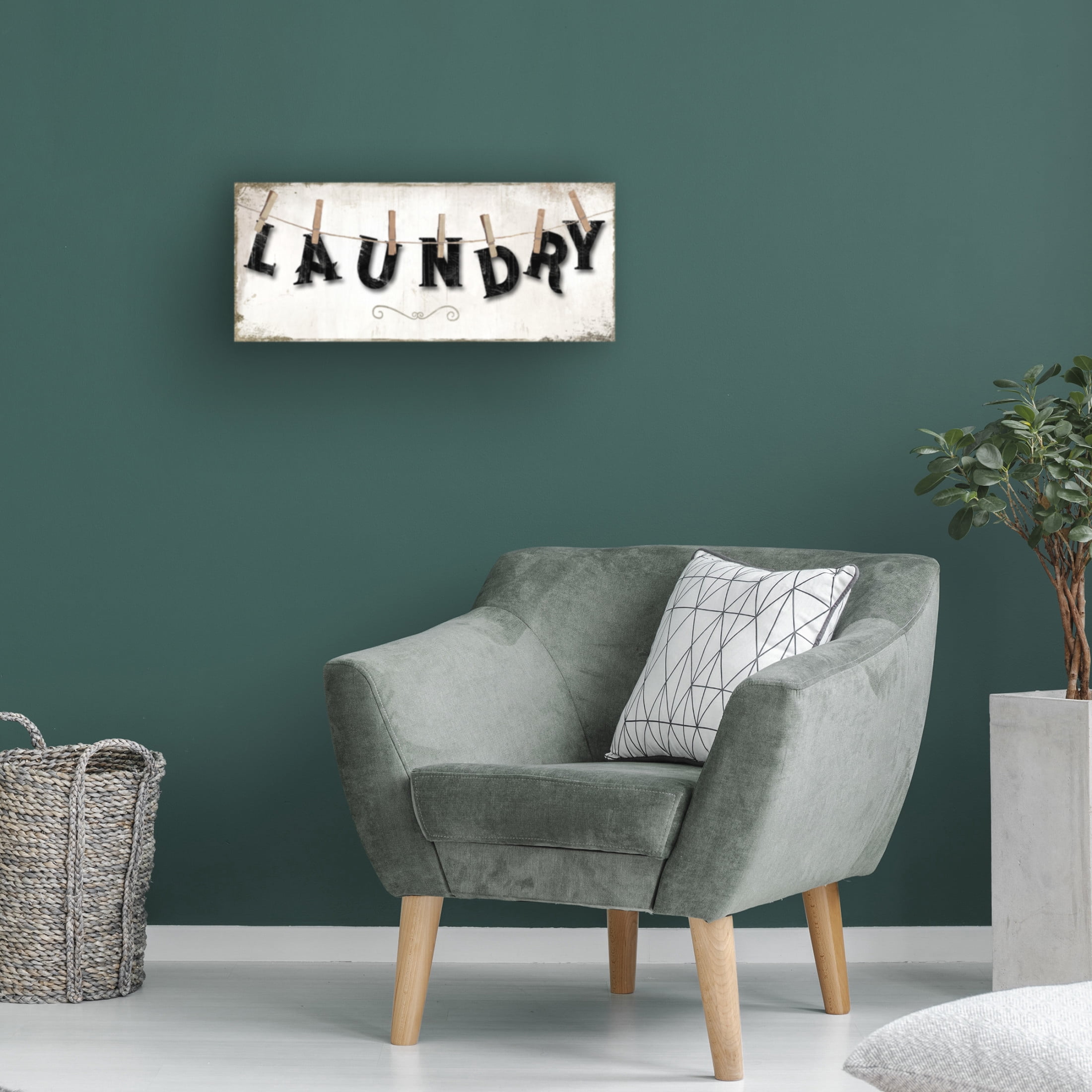 Canvas Wall Art - Sasha 'Laundry Sign' Wall Art for Living Room, Bedroom, or Office Décor by Trademark Fine Art - 32 x 14 Inches