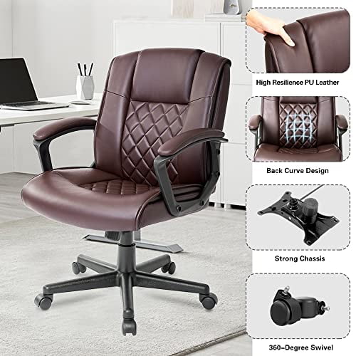 Qulomvs Ergonomic Office Desk Chair with Wheels Back Support Computer