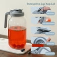 thumbnail image 2 of Novelinks Glass Pitcher with Gray Lid,64 Oz Wide Mouth Mason Jar Pitcher with Pour Spout Handle for Lemonade, Cold Brew Coffee, Ice Beverage, Iced Juice,Sun Tea, Fruit Drinks ,1 Pack, 2 of 7
